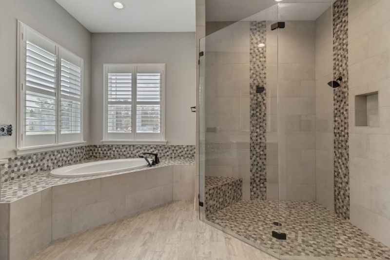 Corner Shower with Tiled Accent Wall